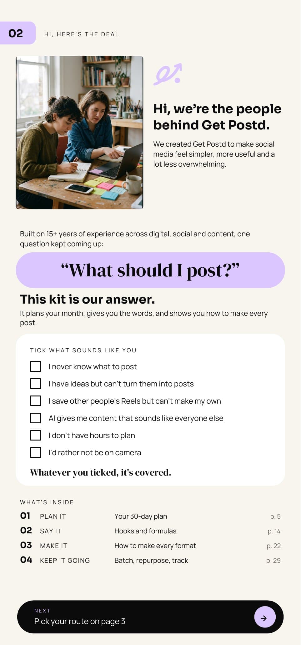 Welcome page: what should I post? This kit is your answer
