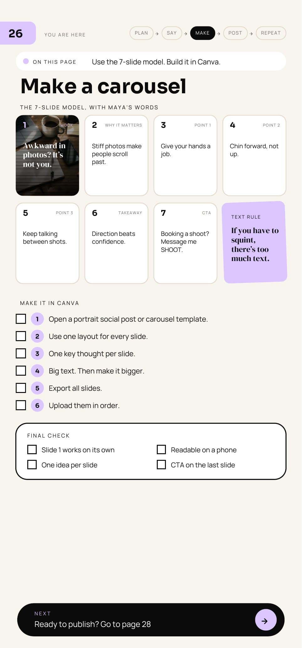 Make a carousel: a format guide with a photo cover slide