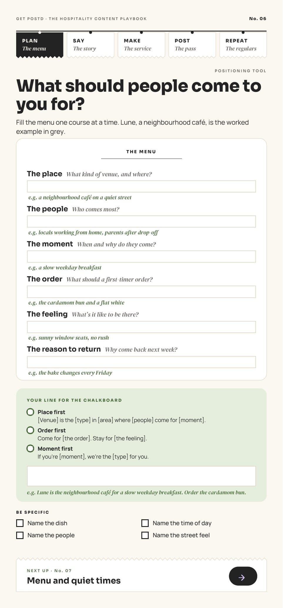 Positioning tool: what should people come to you for?