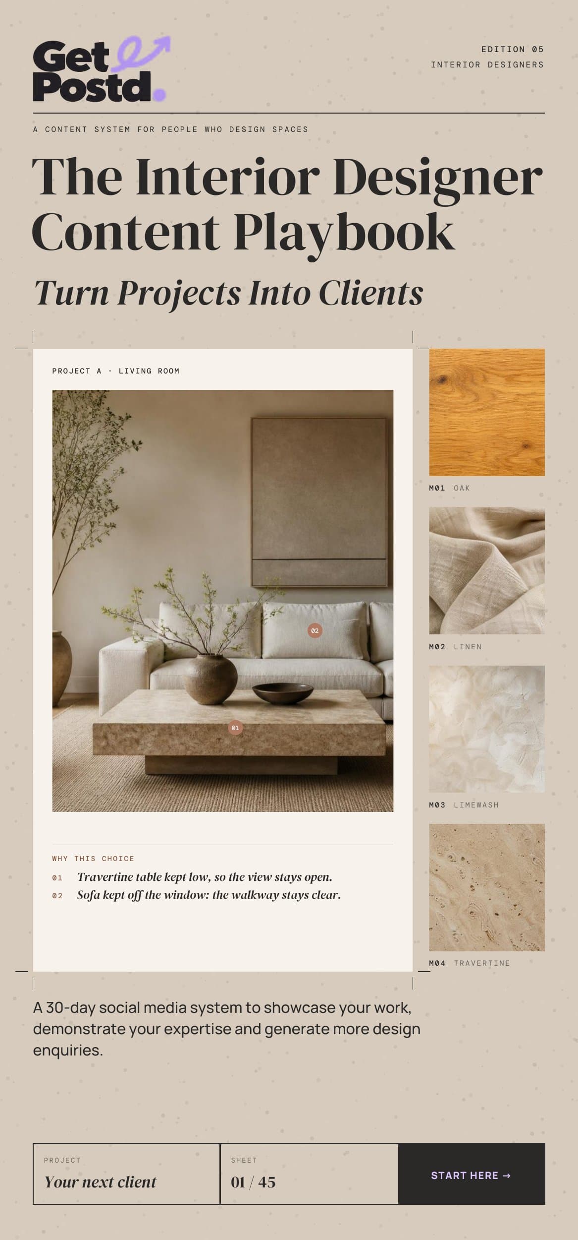Cover of The Interior Designer Content Playbook by Get Postd