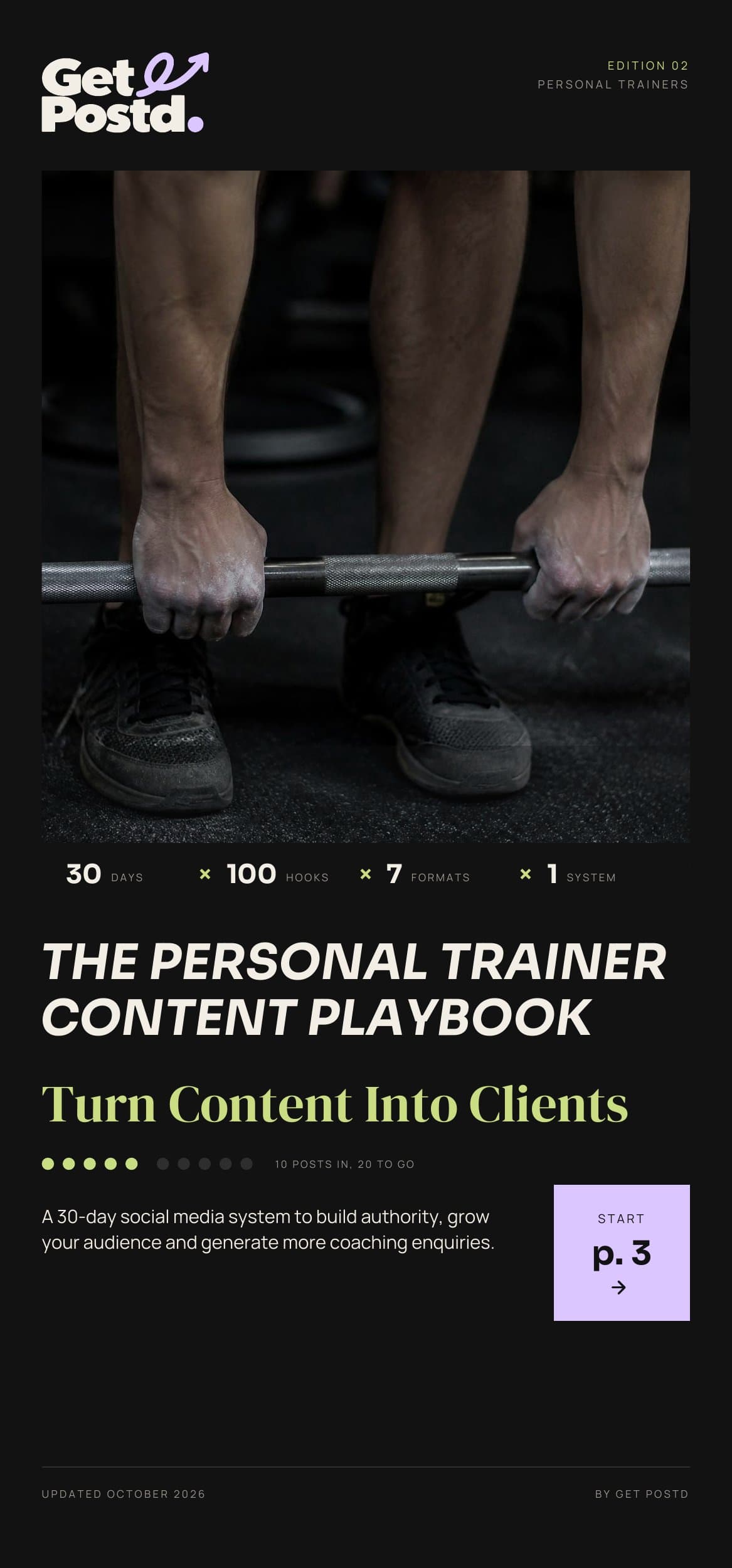 Cover of The Personal Trainer Content Playbook by Get Postd
