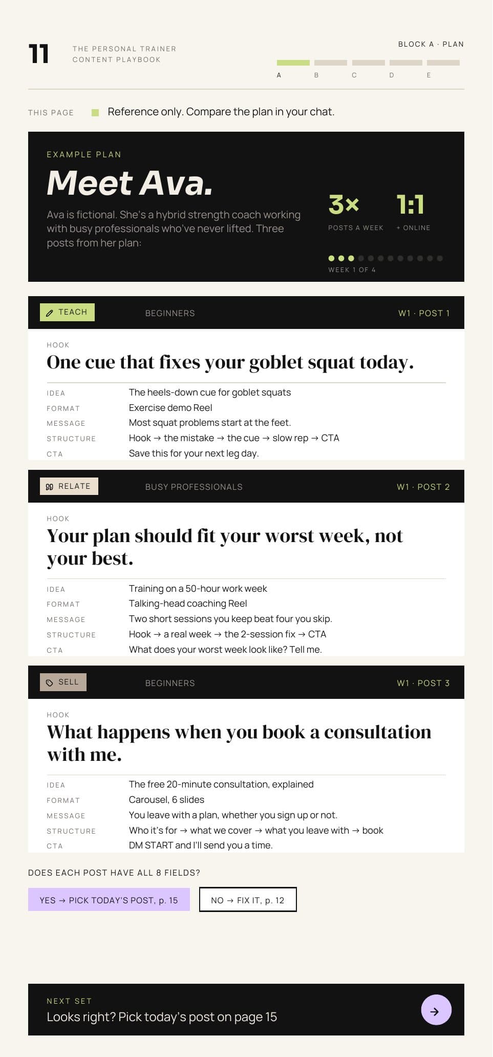 Example plan for Ava, a fictional strength coach